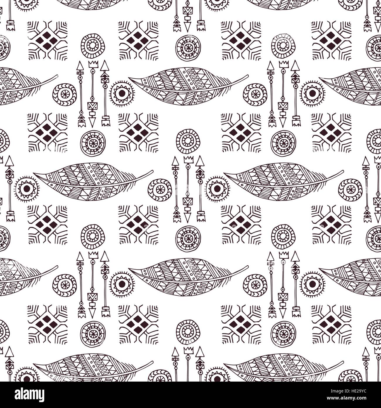 boho hand drawn doodle seamless pattern Stock Vector Image & Art - Alamy