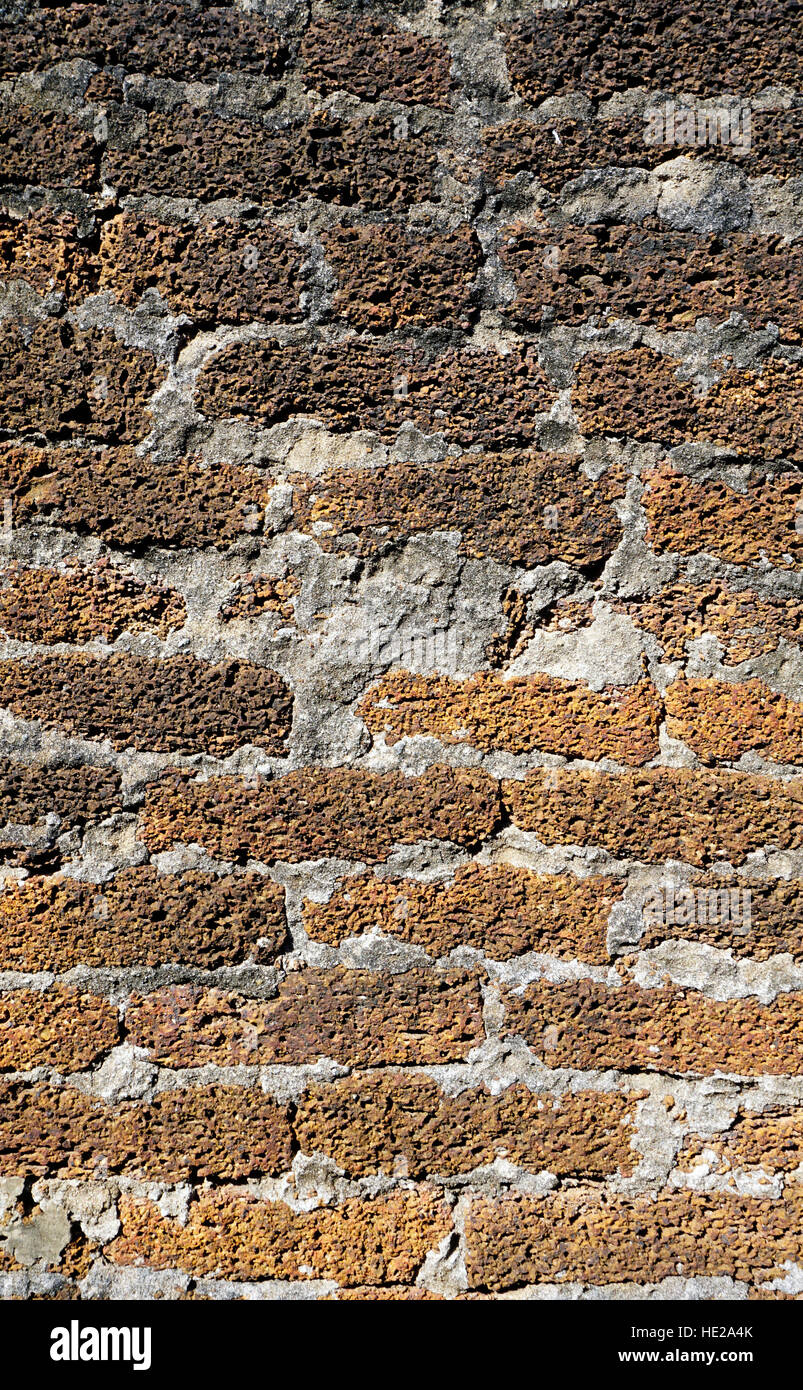 laterite stone texture at temple in Sukhothai world heritage Stock Photo