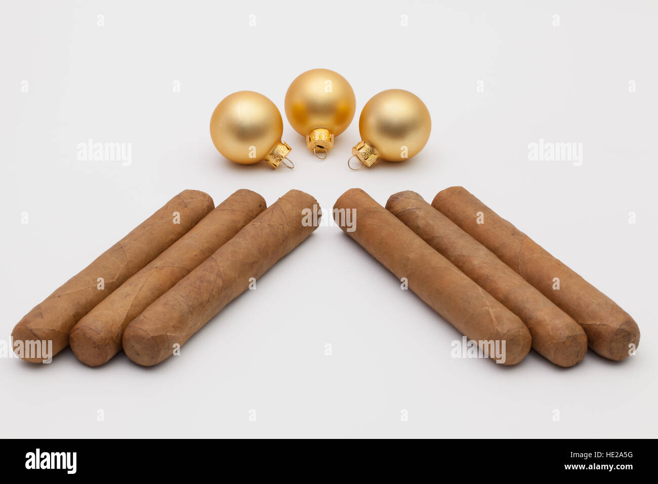 Luxury Cuban tobacco a Christmas decoration on the white background Stock Photo