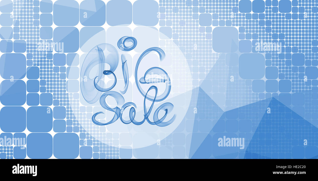 Big sale banner lettering written with blue smoke or flame on geometric ...