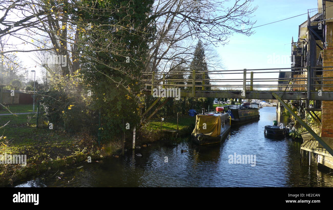 Barges on the Great Ouse River in St. Neots, Cambridgeshire, UK Stock Photo