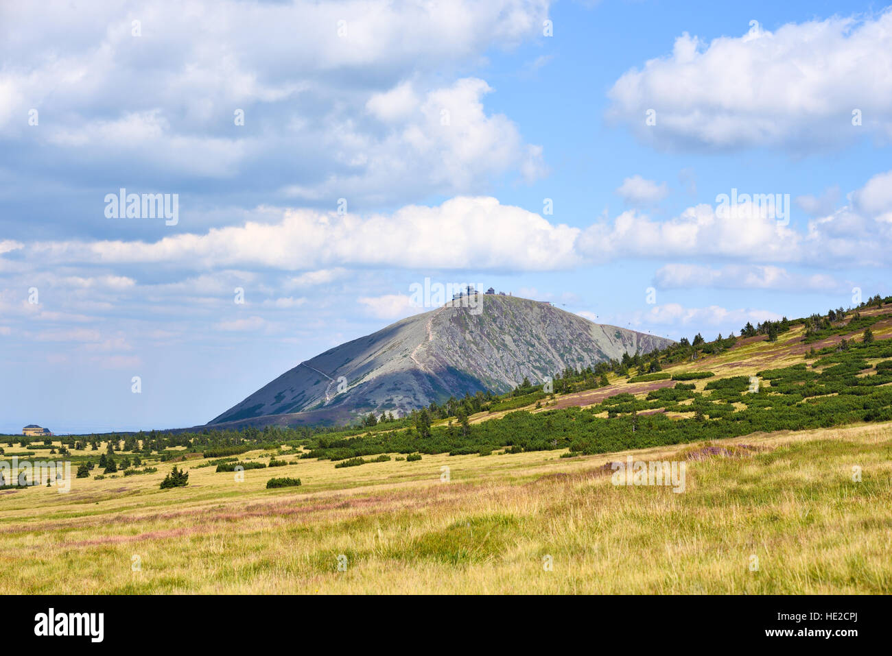 Snezka mountain in the national park Krkonose in summer Stock Photo