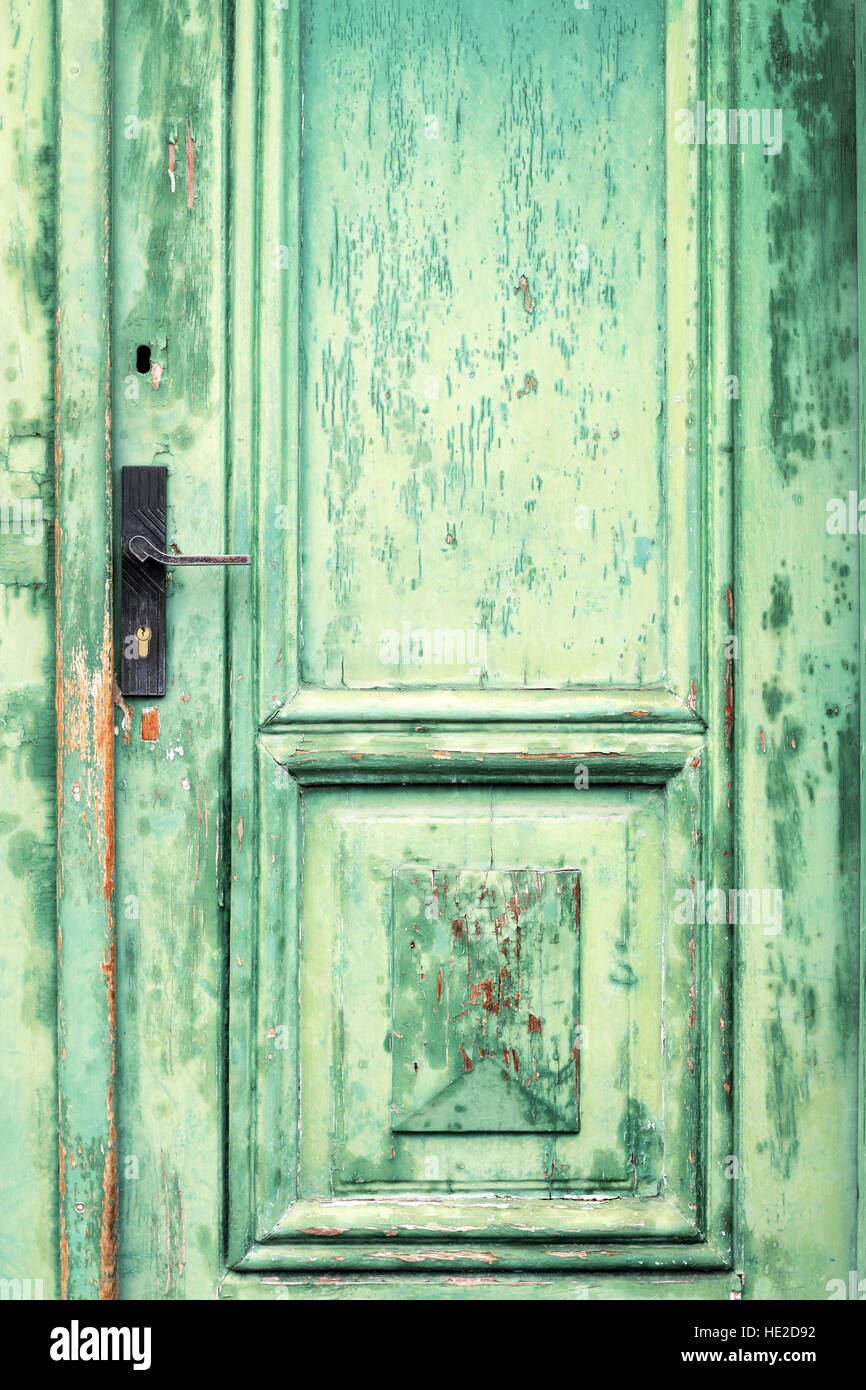 Old and weathered green door texture Stock Photo - Alamy