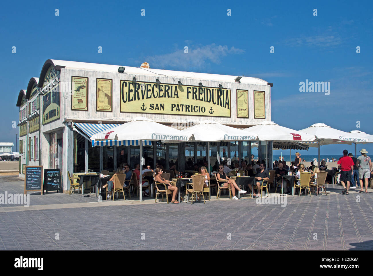 Valencia, Cafe Bar Beach Promenade, Spain, Europe Stock Photo Alamy
