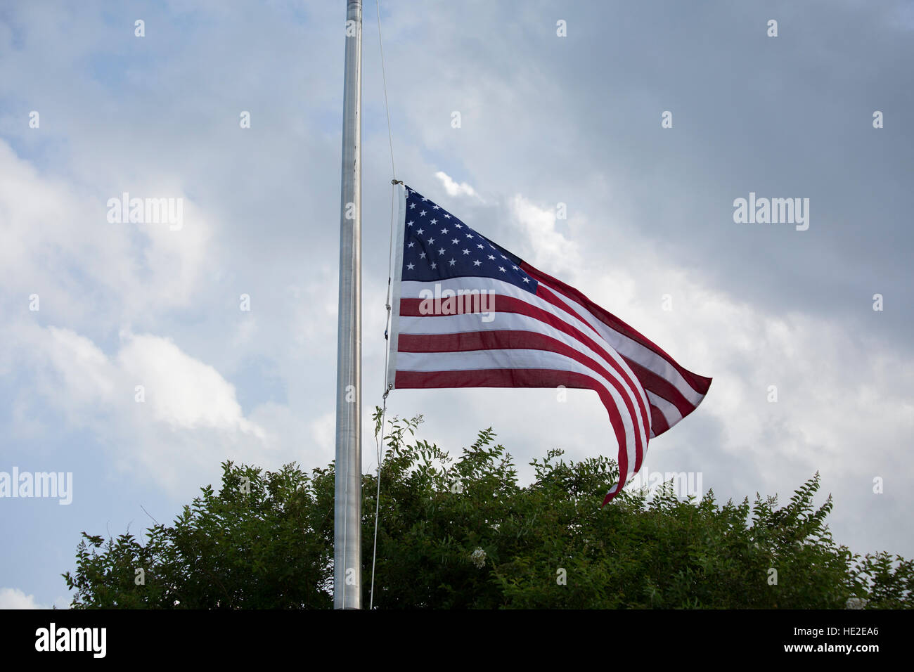 American flag at half mast for mourning and holidays Stock Photo Alamy