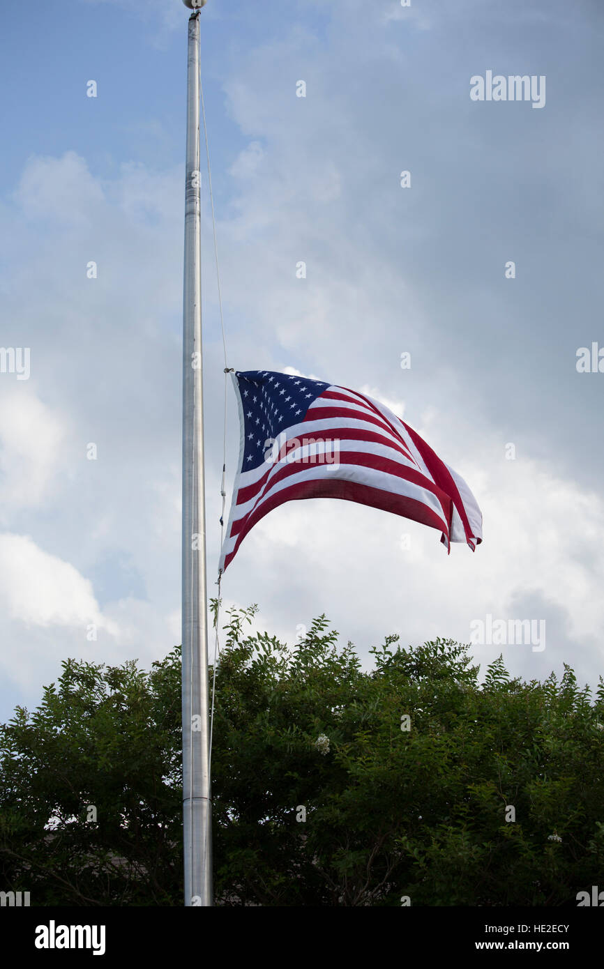 American flag at half mast for mourning and holidays Stock Photo Alamy