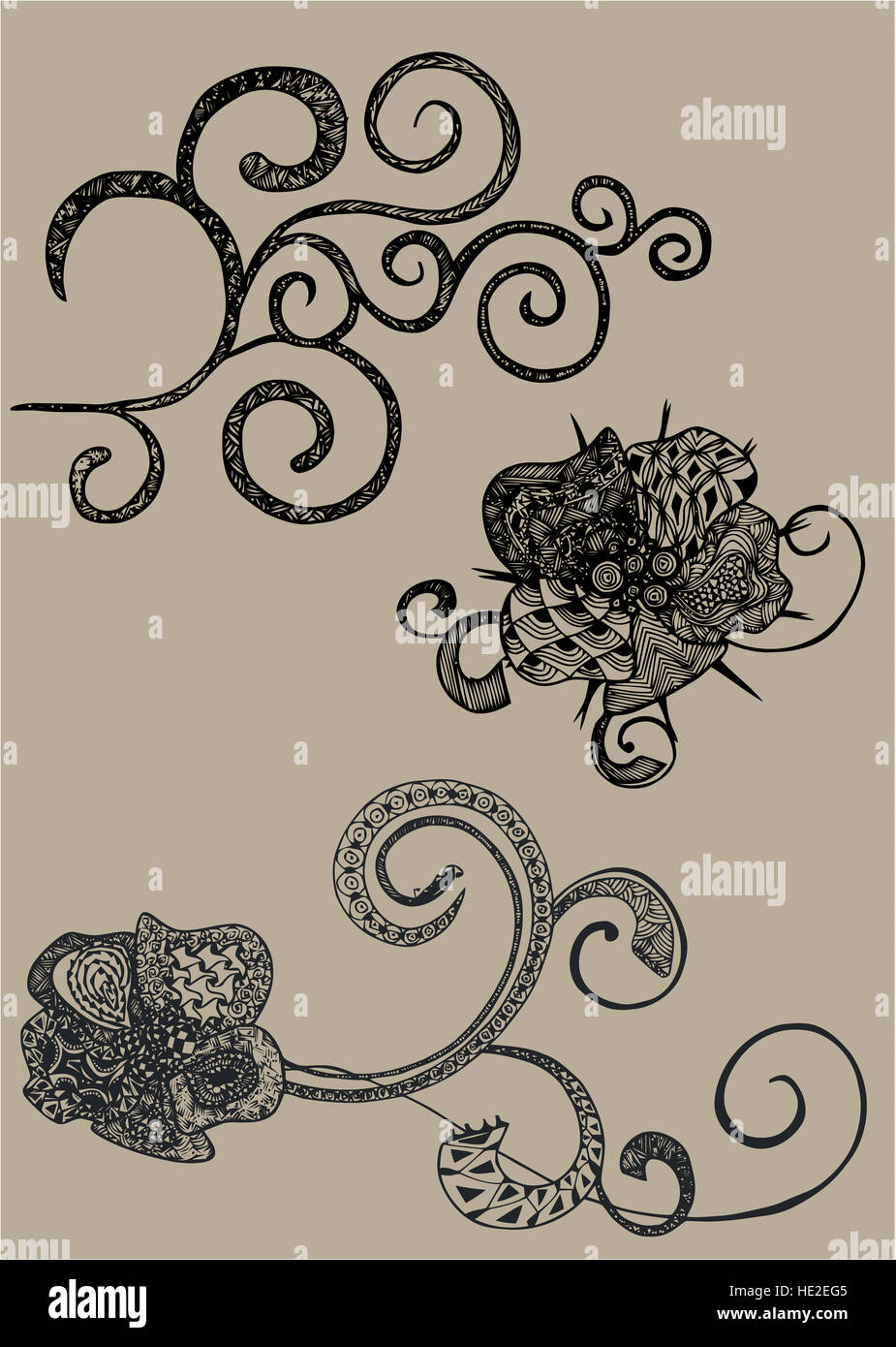 zentangle abstract flowers vector Stock Photo - Alamy