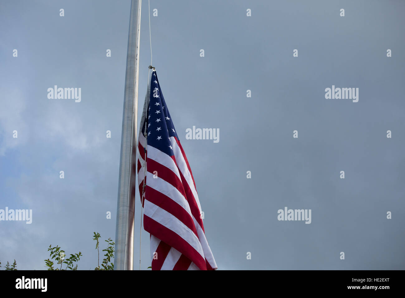 American flag at half mast for mourning and holidays Stock Photo Alamy