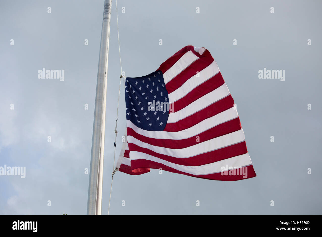 American flag at half mast for mourning and holidays Stock Photo Alamy