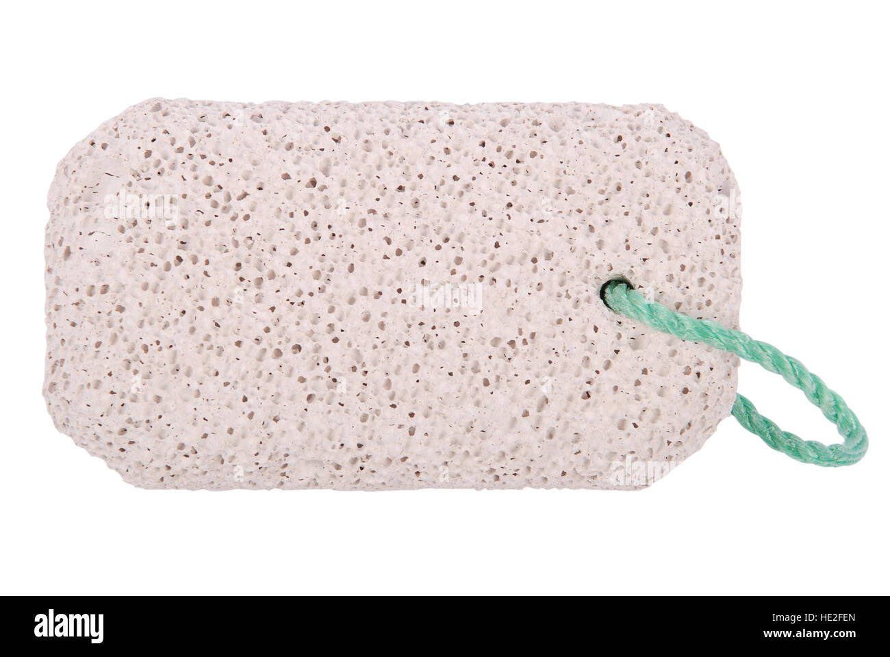Sponge bath with green rope. Isolated on white background. Clipping path included Stock Photo
