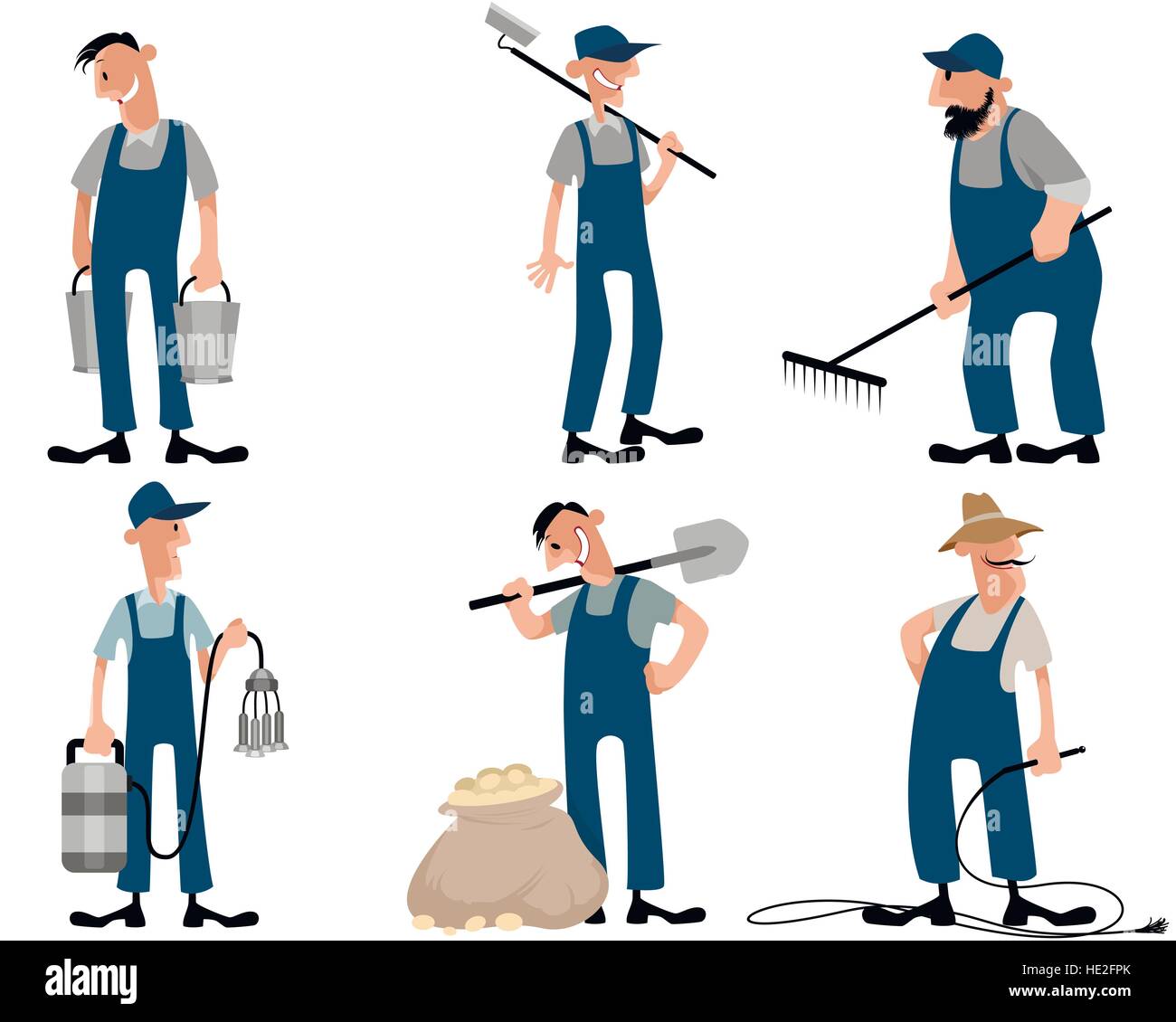 Vector illustration of a six farmers set Stock Vector Image & Art - Alamy