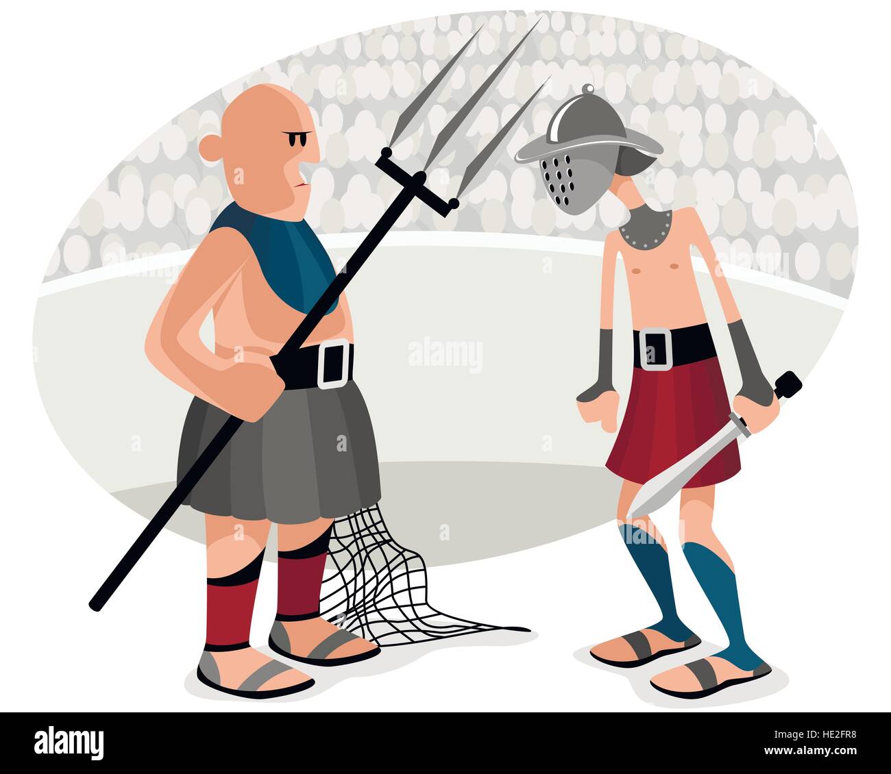 Vector illustration of a gladiatorial battles in the arena Stock Vector