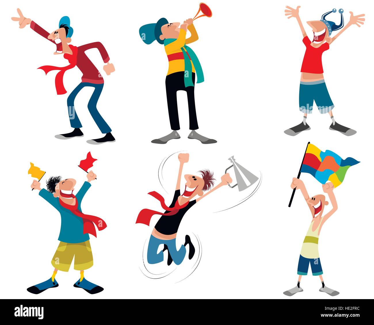 Vector illustration of a six football fans Stock Vector Image & Art Alamy