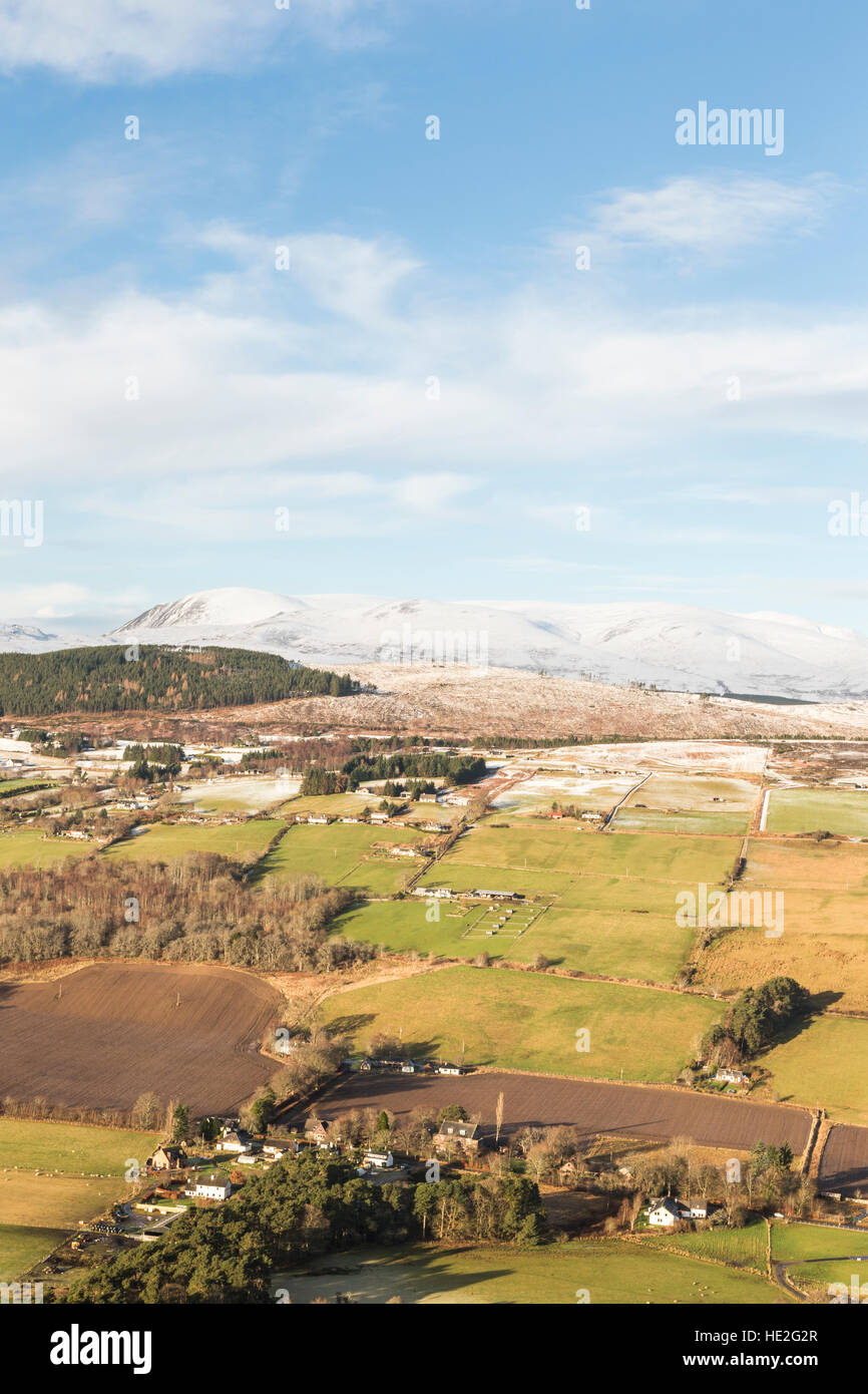 Ben Wyvis and the Braes of Strathpeffer from Knockfarrel hill in Scotland. Stock Photo