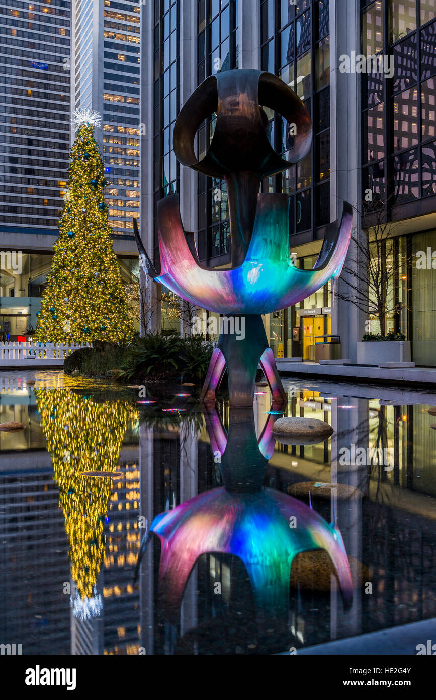 Downtown Christmas Tree, and fountain, Bentall Centre, Vancouver