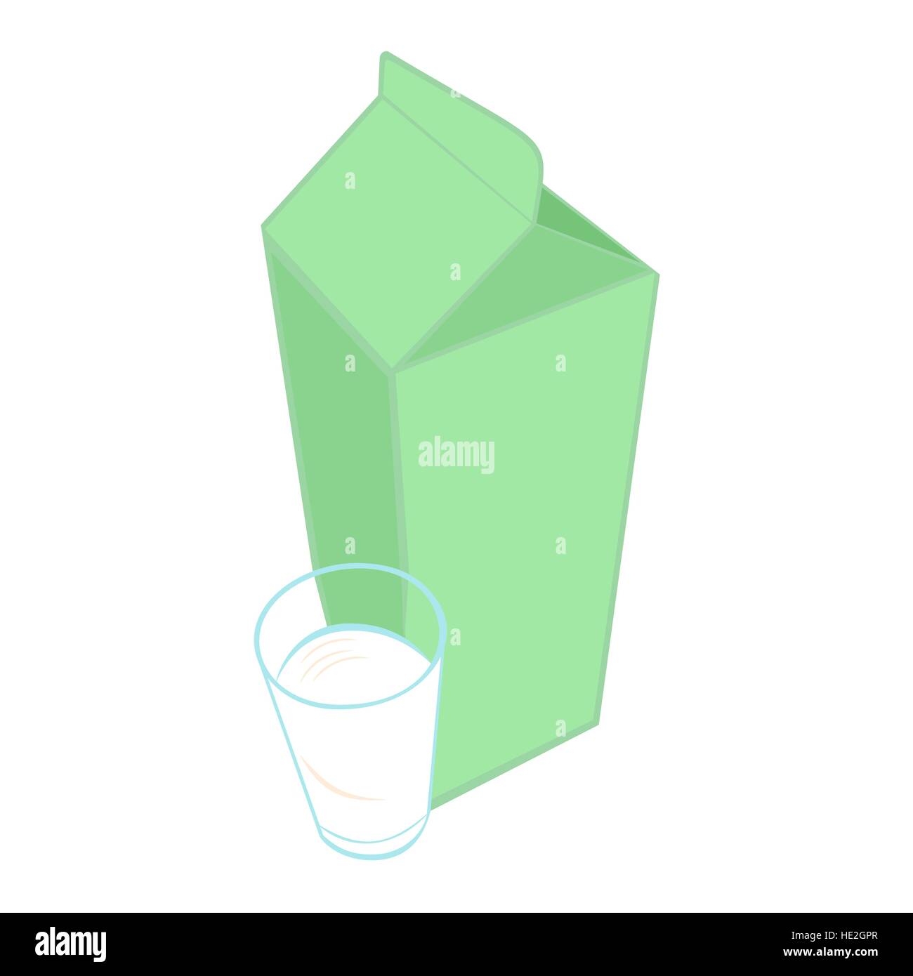 Milk carton pack and a glass of milk. Vector illustration, isolated on white background. Stock Vector