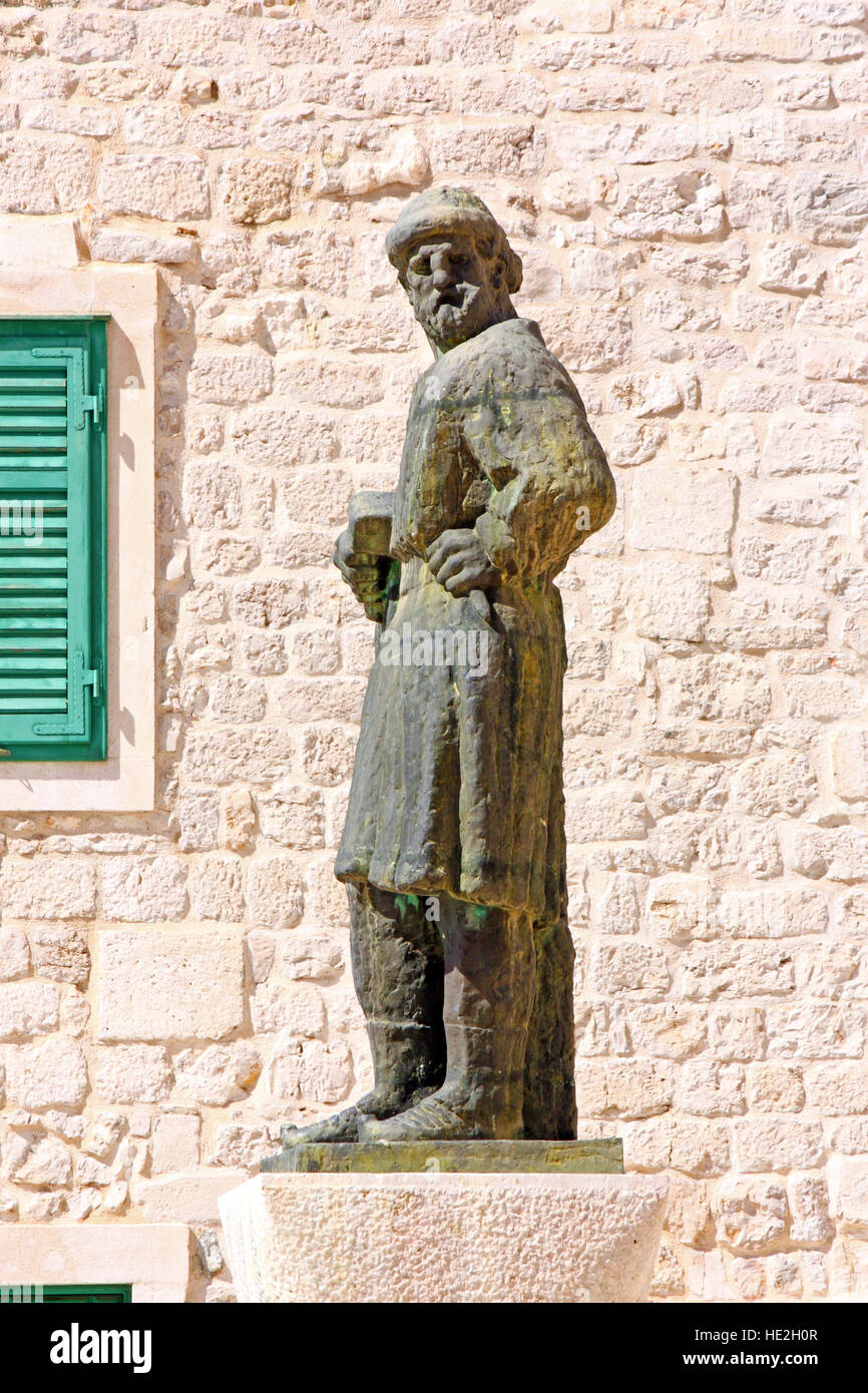 Sculpture of Giorgio da Sebenico, Venetian sculptor who worked mainly in Sibenik Stock Photo