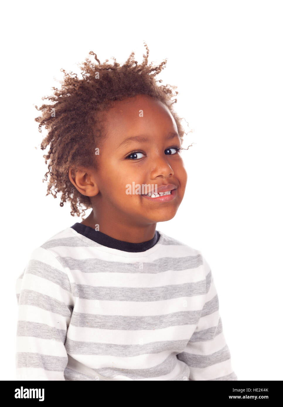 African child making funny faces isolated on white background Stock