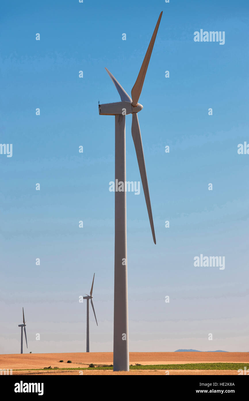 Wind turbines in the countryside. Clean alternative renewable energy