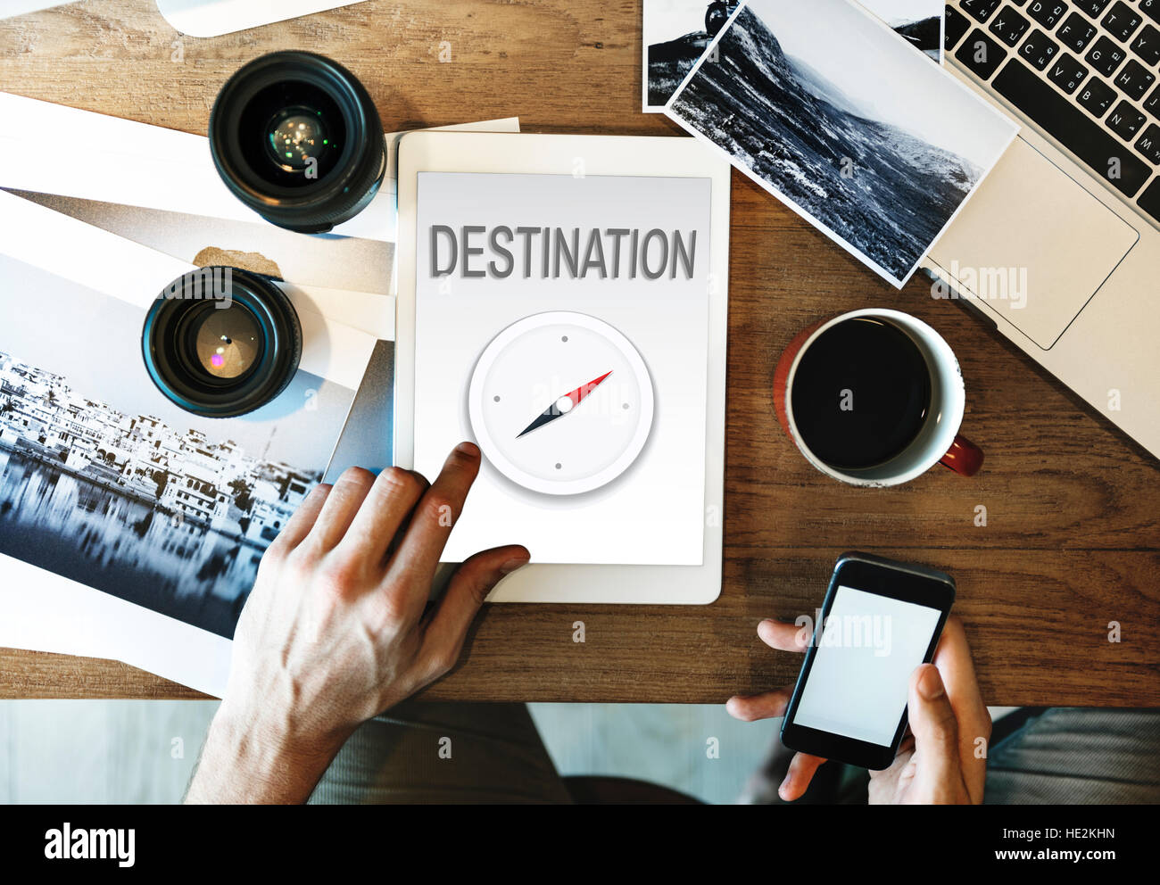 Destination In Computer Destination Location GPS Map Concept Stock Photo - Alamy