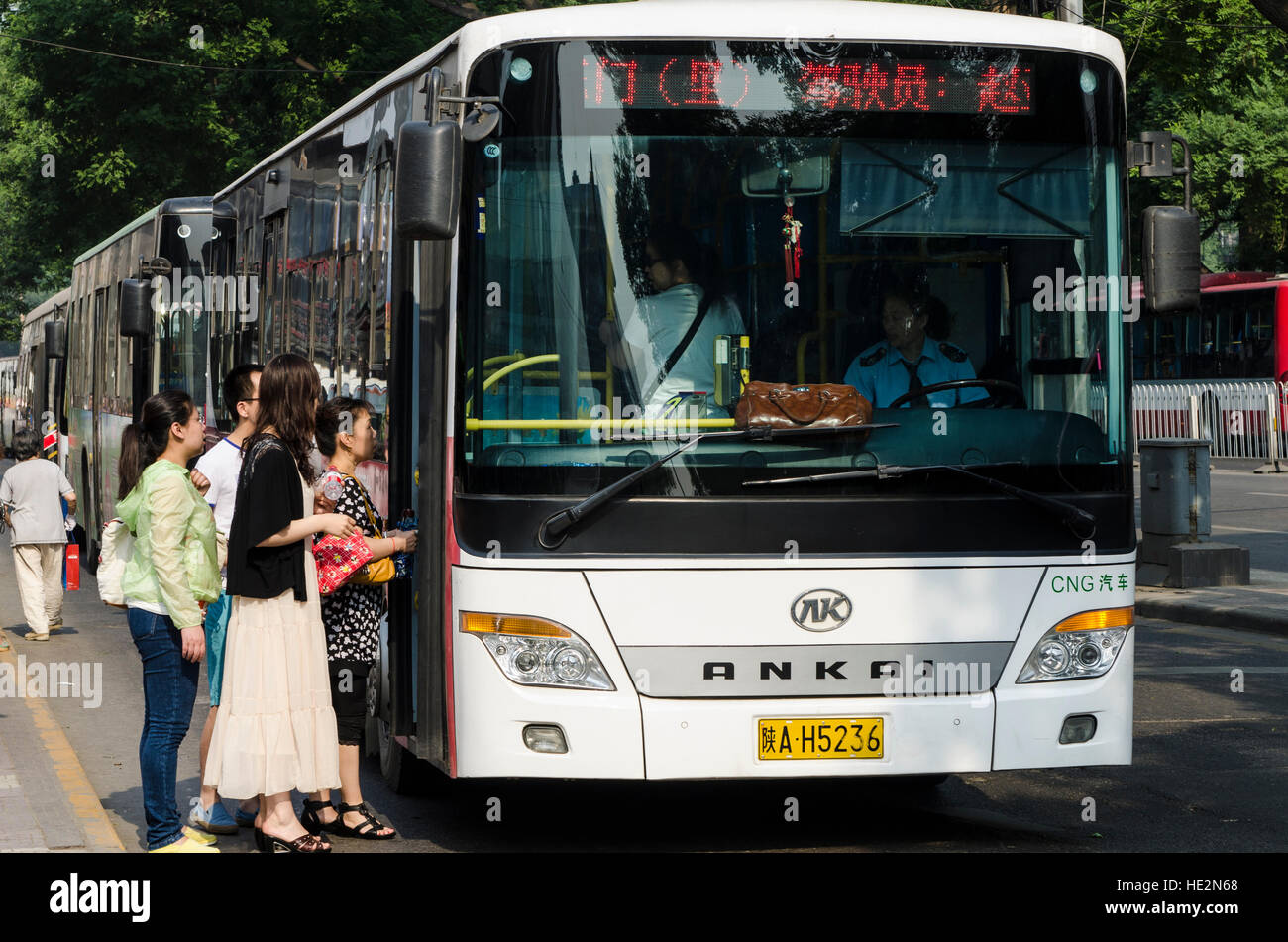 Local buses public transportation in Xian, China. Stock Photo