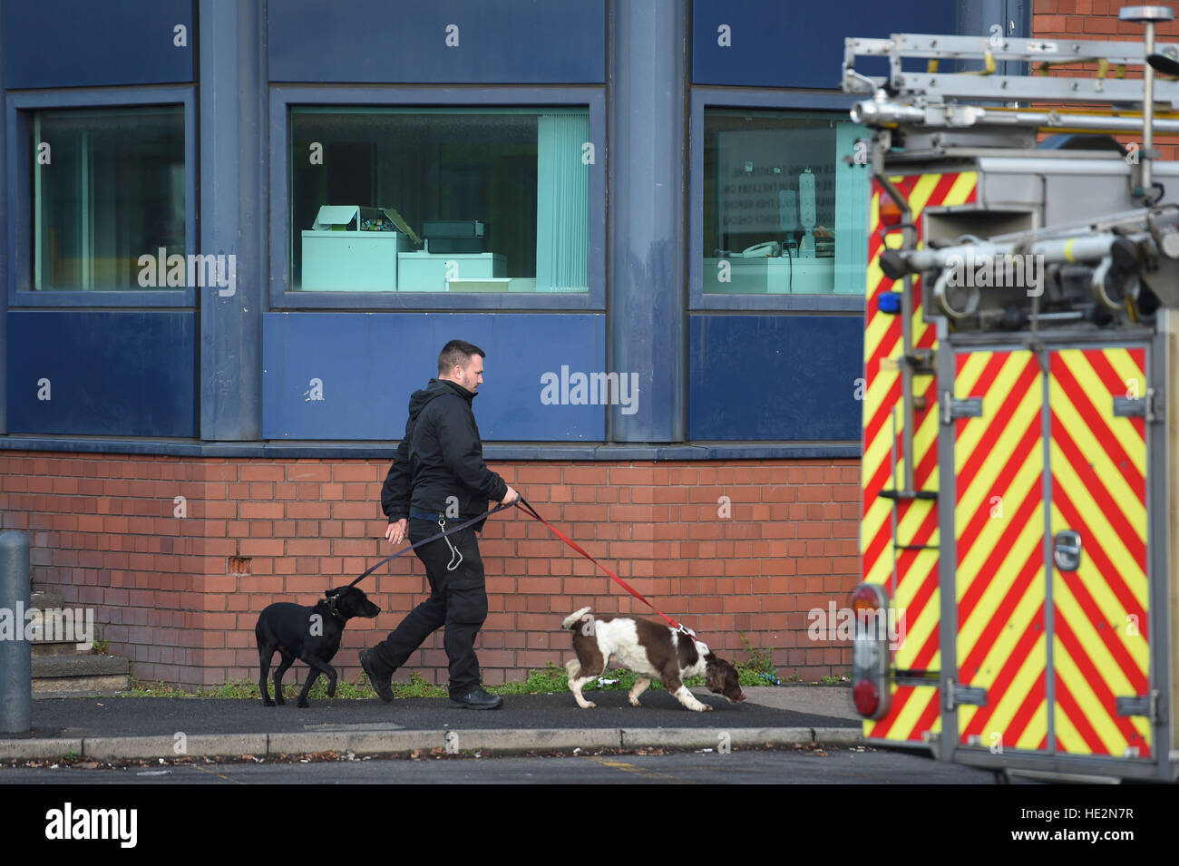 The scene at HMP Birmingham where a disturbance is under way. The trouble is reported to have been taking place across a number of wings at the privately-run prison, with claims also made in local media that prisoners have smashed light fittings and threatened officers. Stock Photo