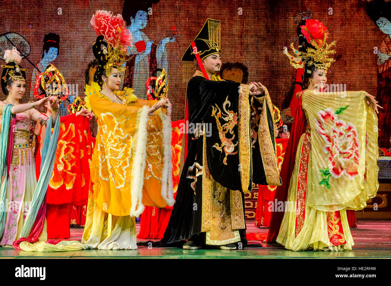 Tang Dynasty Stage dinner Show Tang Dynasty Palace XIan, China. Stock Photo