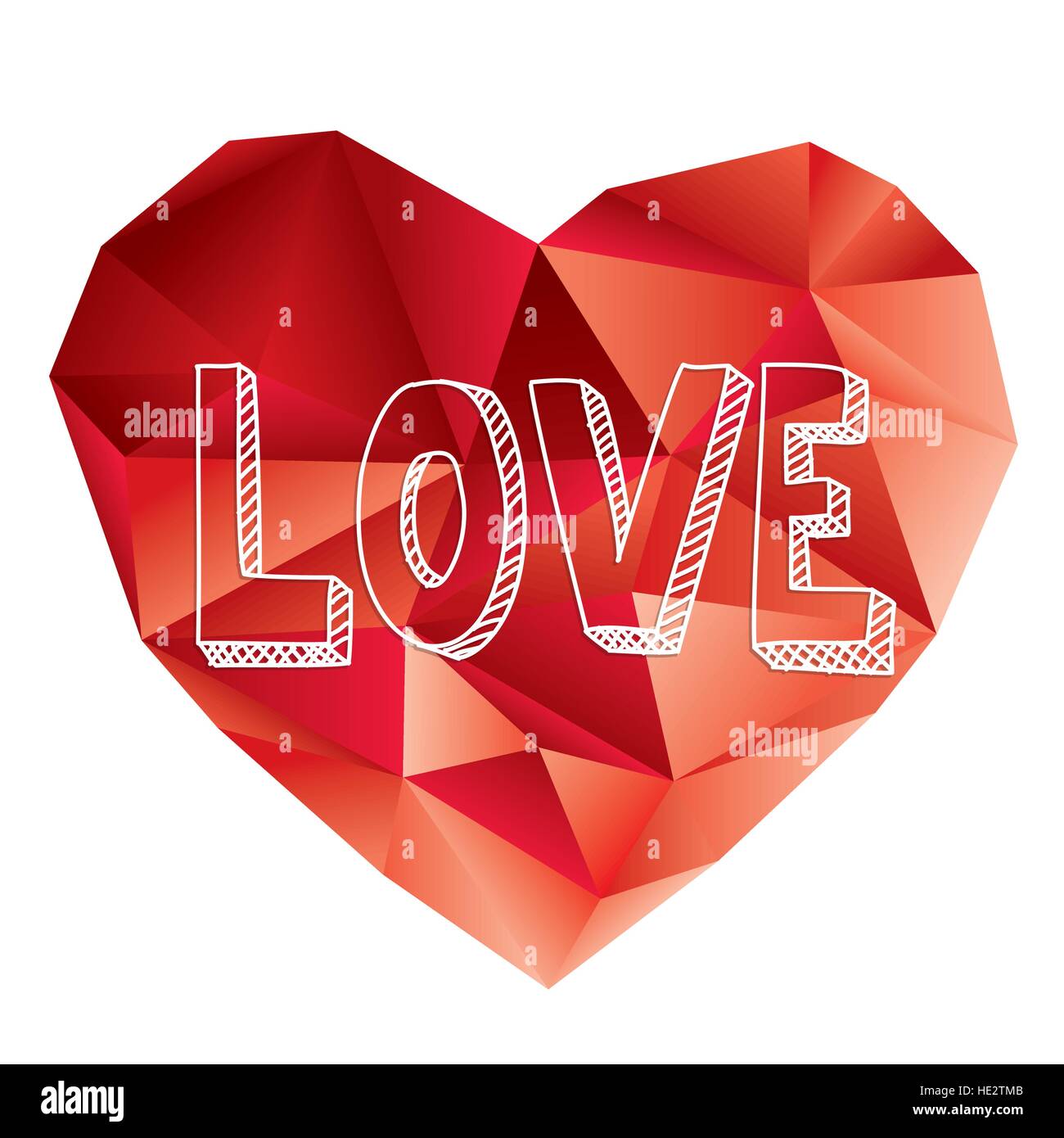 Red heart card geometric style full vector Stock Vector