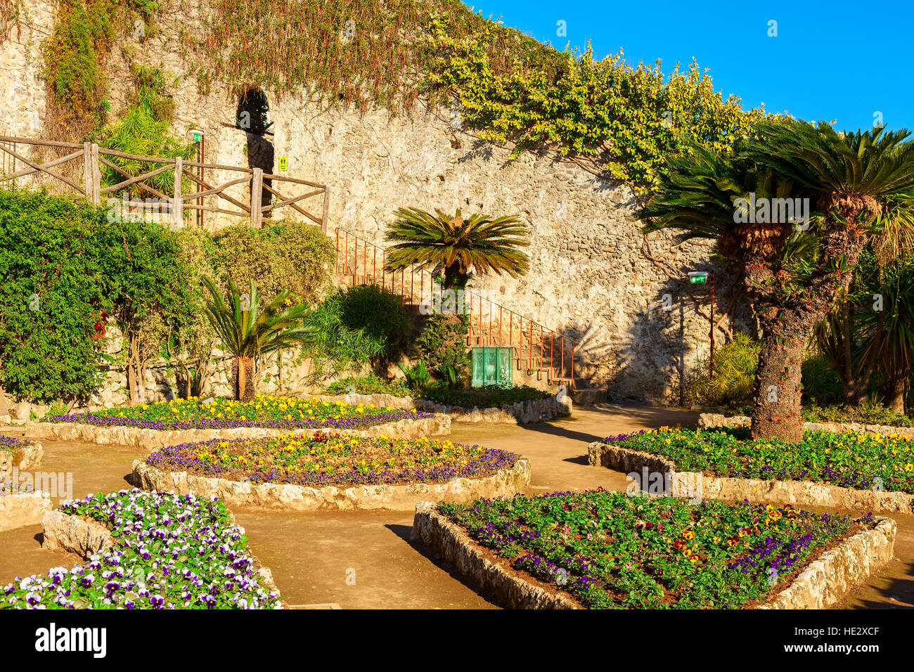 beautiful villa rufolo plants and flowers view Stock Photo