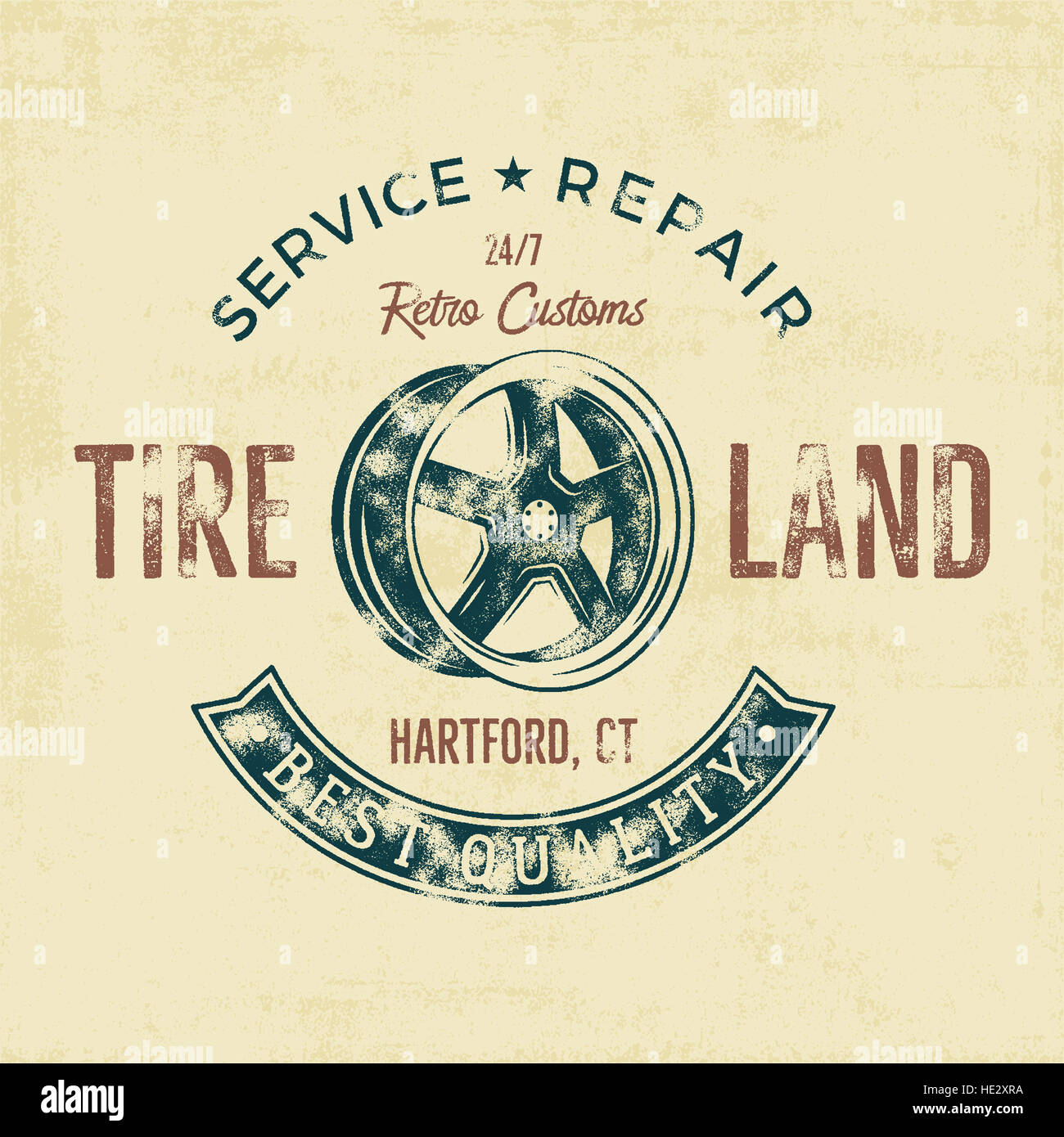 Garage Service Vintage Tee Design Graphics Tire Land Repair