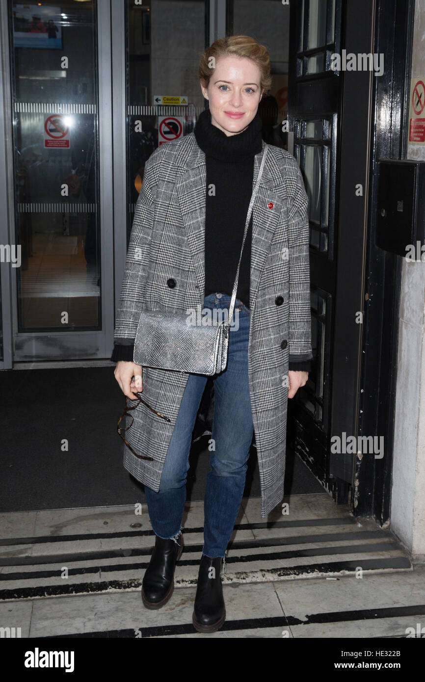 Claire Foy pictured arriving at the Radio 2 studio Featuring: Claire