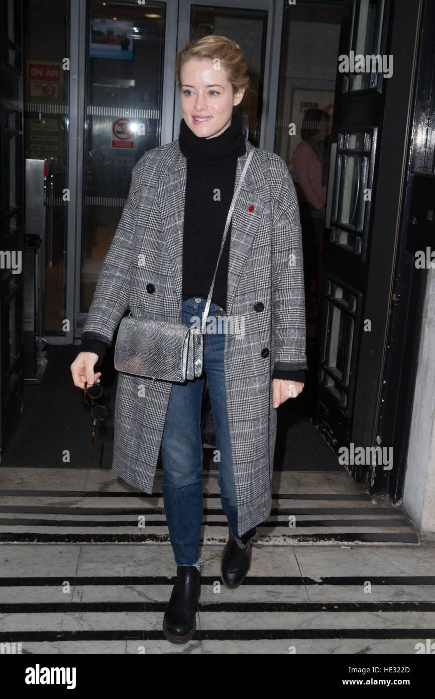 Claire Foy pictured arriving at the Radio 2 studio Featuring: Claire