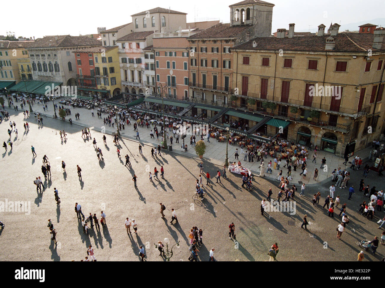 Italy, Veneto, Verona, Piazza Bra Square, View From the Top Arena Restaurant Stock Photo