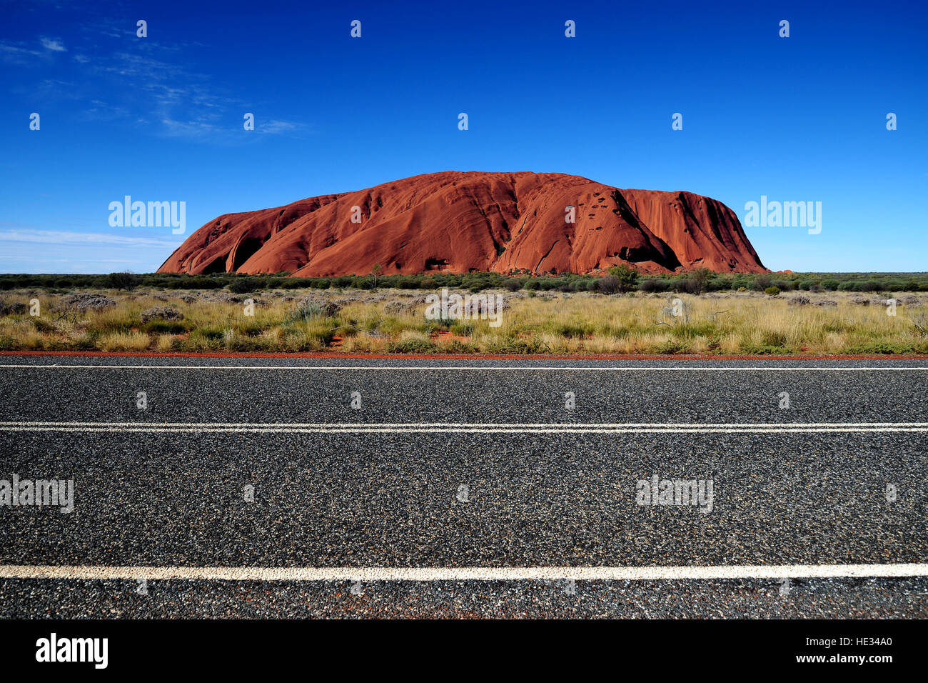 Uluru Road to Red rock of Alice Spring, Yulara Stock Photo