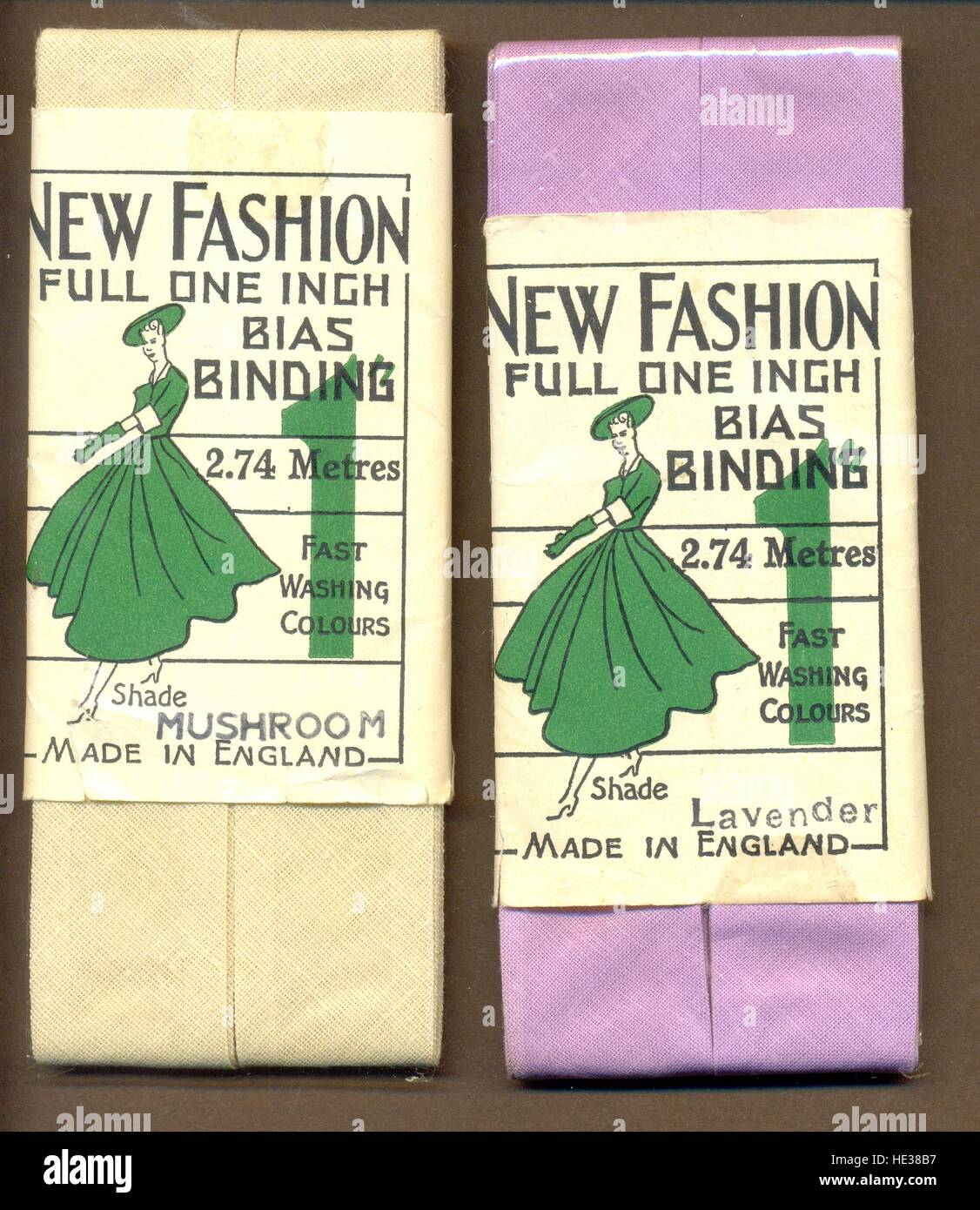 Packets of Bias Binding illustrating the full skirted silhouette of the New Look Stock Photo