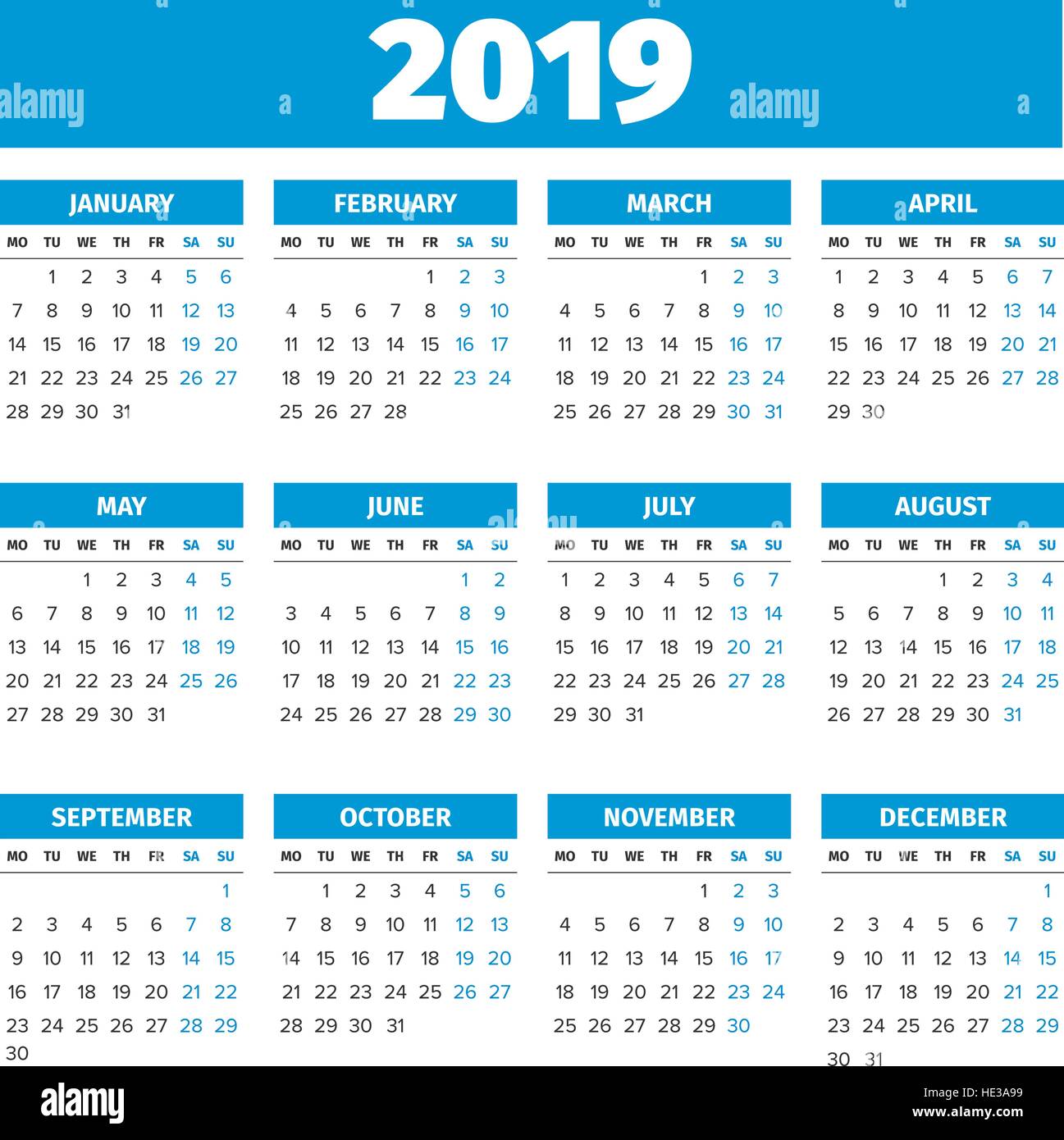2019 Year Calendar - FREE DOWNLOAD