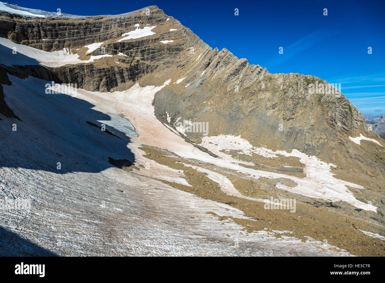 Glacier in the Cirque de Gavarnie in the central Pyrenees - France Stock Photo
