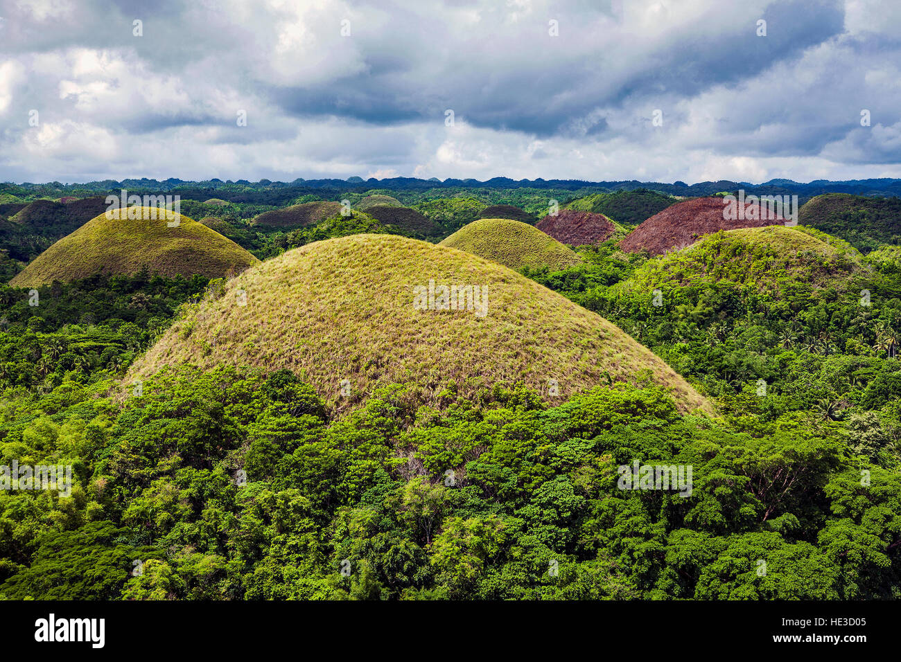 Chocolate Hills Geological Monument on Bohol Island, Philippines. Stock Photo