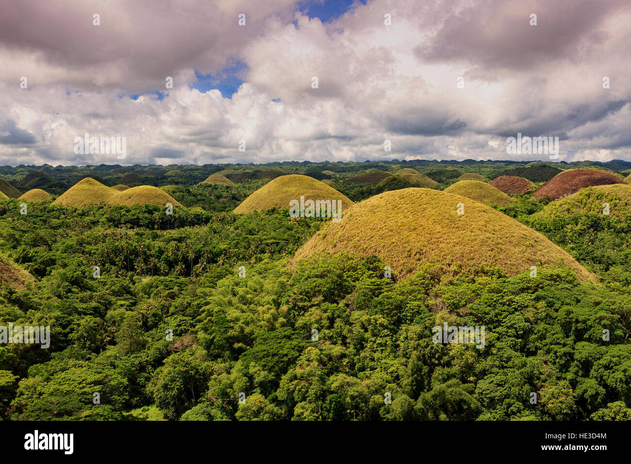 Chocolate Hills Geological Monument on Bohol Island, Philippines. Stock Photo