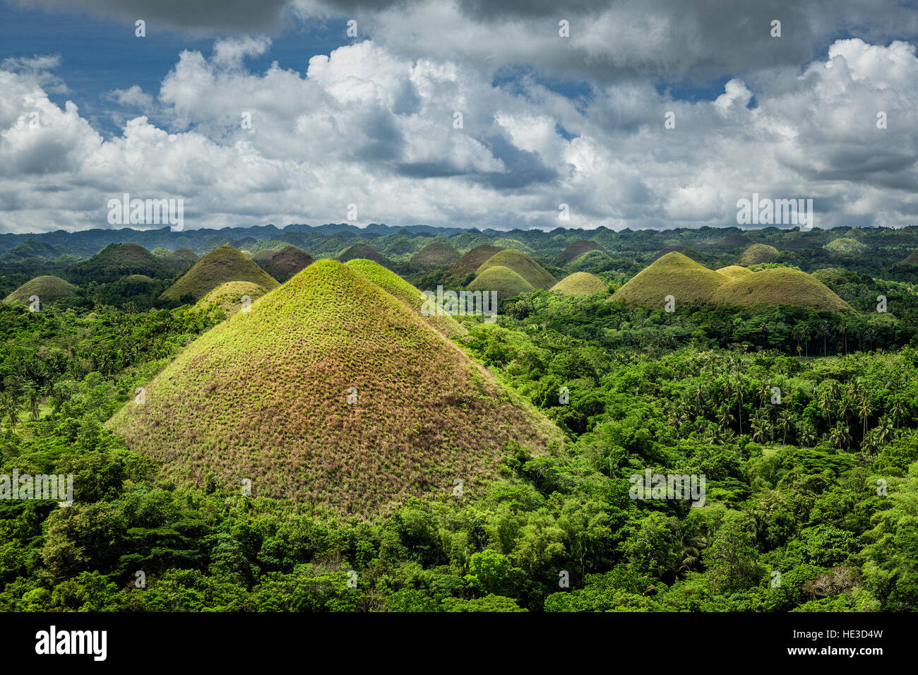 Chocolate Hills Geological Monument on Bohol Island, Philippines. Stock Photo