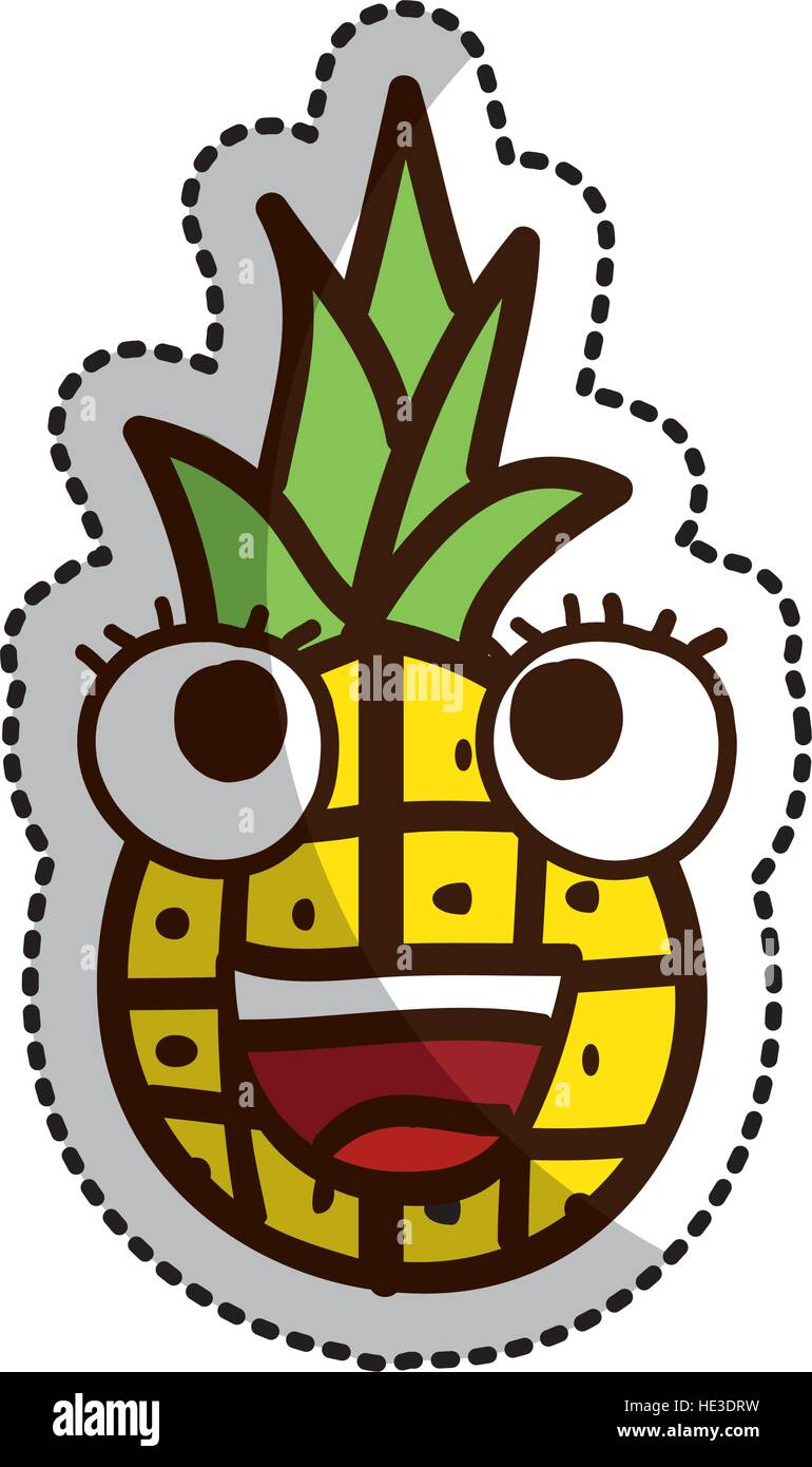 pineapple fruit character comic icon vector illustration design Stock ...
