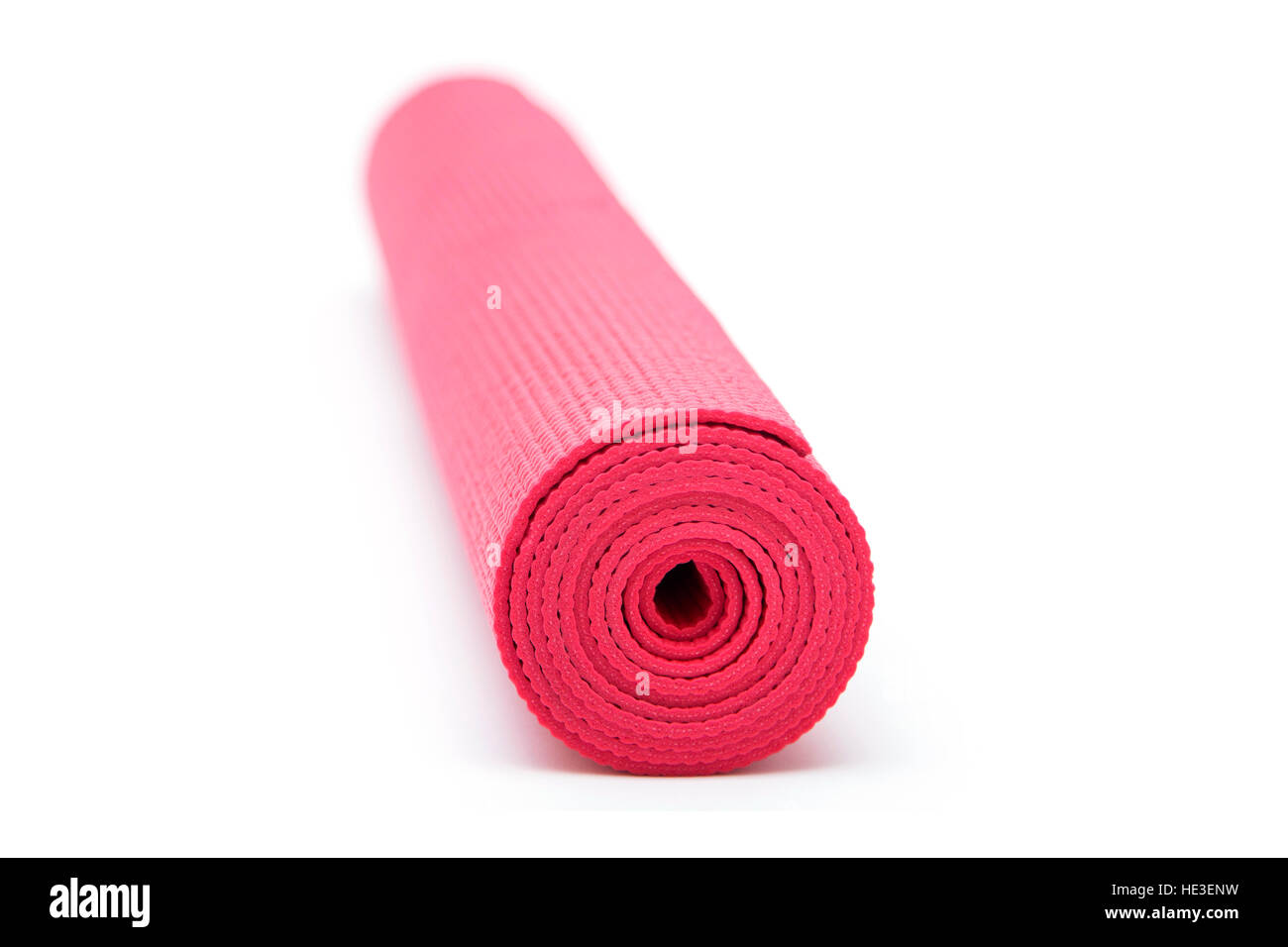 Close up view at exercise mats isolated on the white Stock Photo
