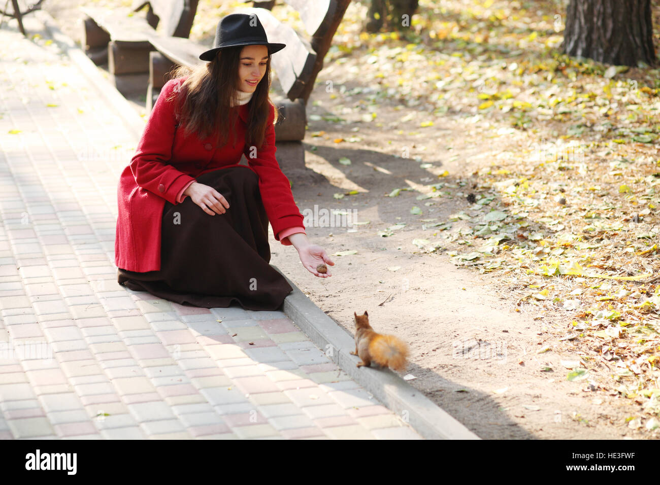 Girl in a black hat hi-res stock photography and images - Alamy
