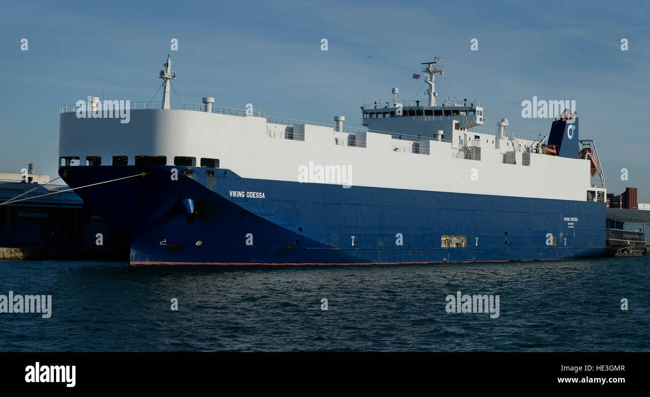 'Viking Odessa' vehicle carrier berthed at Southampton Docks, Southampton, Hampshire, England, UK. Stock Photo