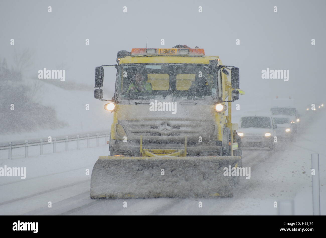 Hazardous driving conditions on A55 expressway Stock Photo