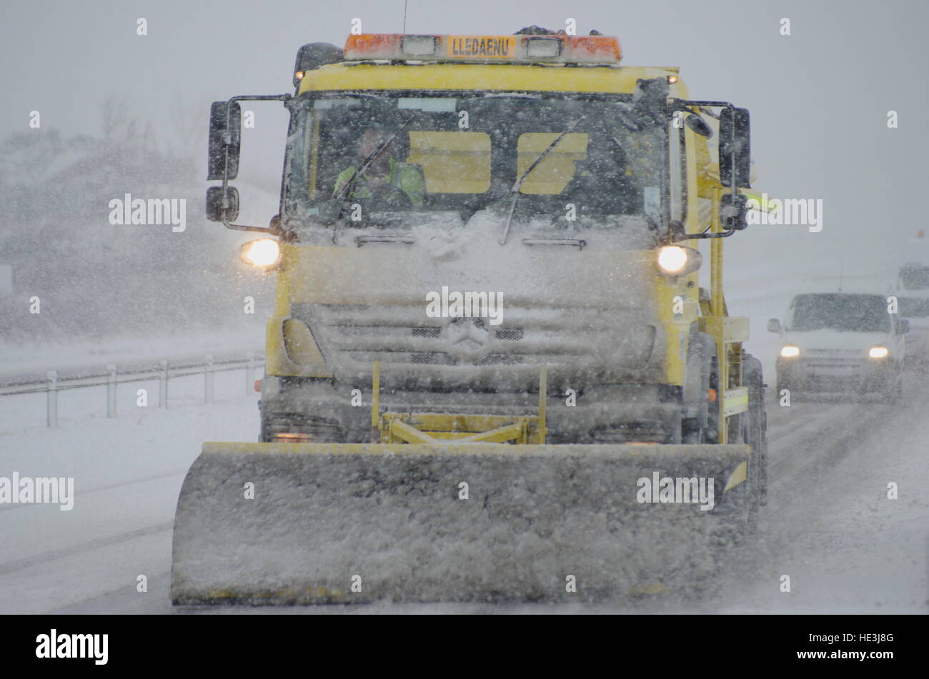 Hazardous driving conditions on A55 expressway Stock Photo