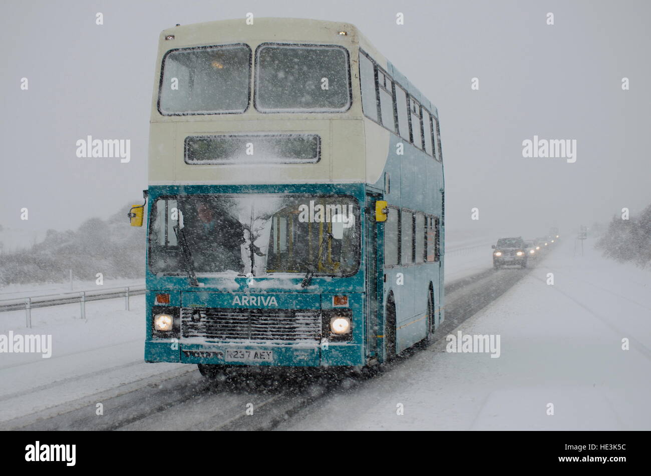 Hazardous driving conditions on A55 expressway Stock Photo