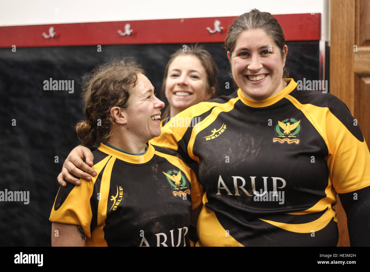 Pontyclun Rugby Club, South Wales, 11/12/16, Nia Sian Jones, 31, Sarah Barrett, student at cardiff uni, for Llandaff North. Stock Photo