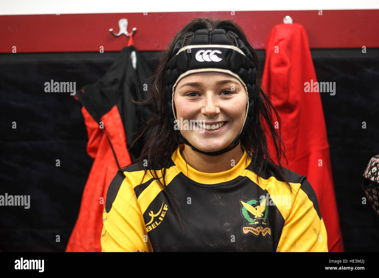 Pontyclun Rugby Club, South Wales, 11/12/16, Ffion Bennett, student at Cardiff University.  Pontyclun V.S LLandaff North Stock Photo