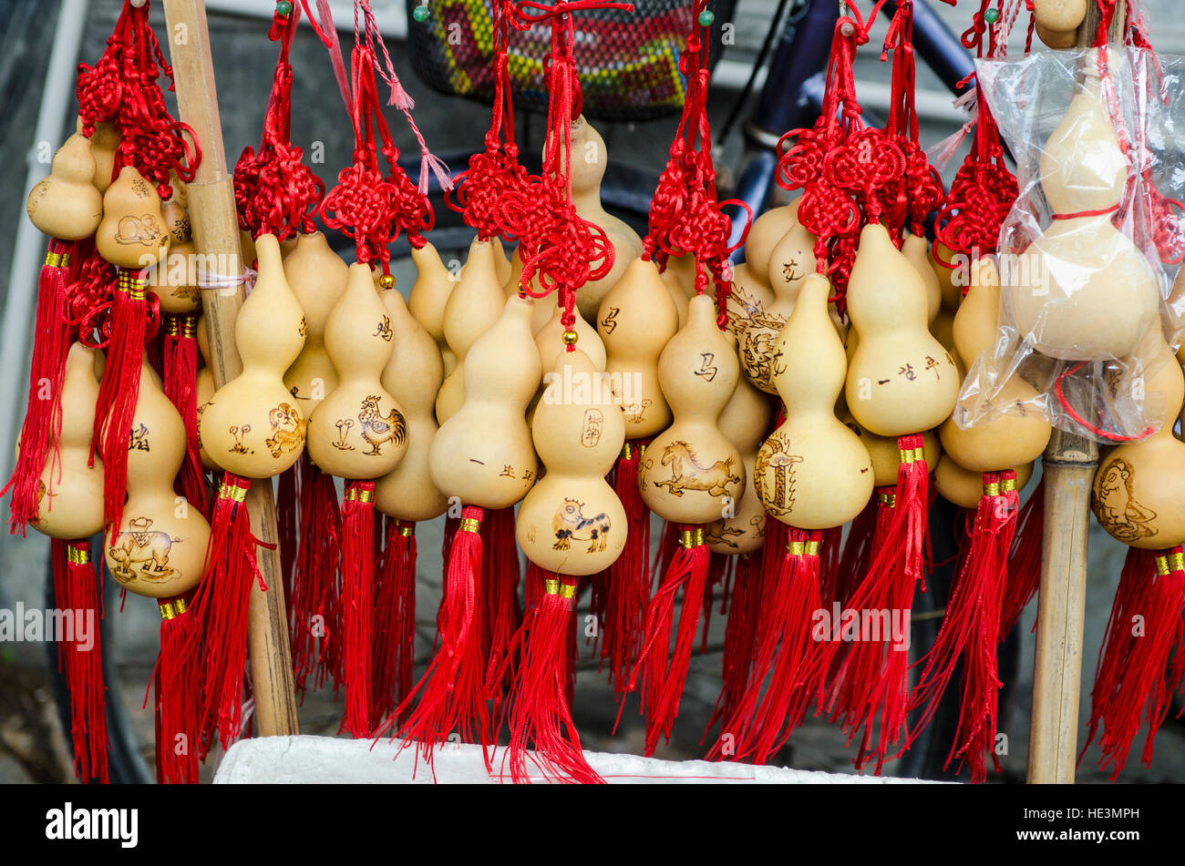 Souvenirs charms market shop in water village of Tongli, China. Stock Photo